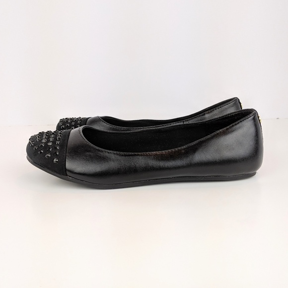 Tahari Lilah Beaded Leather Suede Flats 4 - Picture 5 of 8